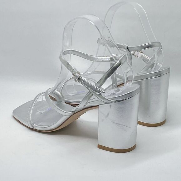Stuart Weitzman Oasis 85MM Metallic Leather Block-Heel Sandals size 9 - Picture 7 of 11